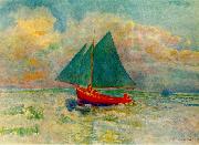 Odilon Redon Red Boat with a Blue Sail oil painting picture wholesale